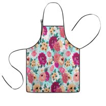 Pioneer Flower Floral Print Pattern Kids Aprons for Girls and Boys,Adjustable Neck Strap Toddler Aprons for Kids Cooking Baking