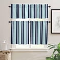 thumbnail image 2 of Navy Blue Grey Striped Kitchen Curtains, Modern Minimalist Ombre Lines 3-Piece Kitchen Curtain Valance and Tiers Set 36 Inch Length, Rod Pocket Half Window Curtains for Cafe Living Room Bathroom, 2 of 5