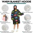 thumbnail image 5 of Wearable Oversized Blanket,Black Cartoon Colorful Dinosaurs Plants Pattern Wearable Blanket Hoodie for Adults,Cozy Hooded Blankets with Super Pockets,Super Warm Fuzzy Pullover for Women & Men, 5 of 6