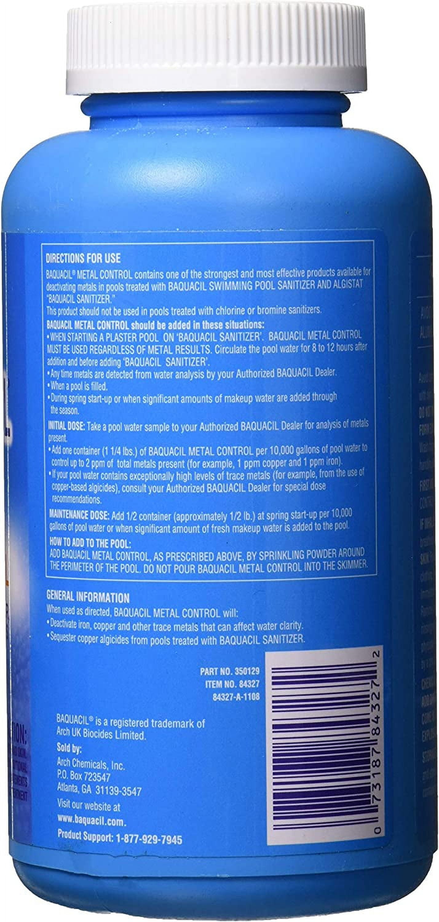 BAQUACIL 84327 Metal Control Chlorine-Free Swimming Pool Maintenance, 1.25 pounds