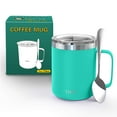 thumbnail image 5 of Stainless Steel Insulated Coffee Cup, THILY 12 oz Triple-Insulated Travel Mug with Handle and Lid, Keep Coffee Cold, Powder Coated Travel Mug, Matte Teal, 5 of 5