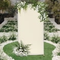 thumbnail image 2 of ToppiJoy Rectangle Backdrop Stand with Cover, Metal Arch Backdrop Stand Balloon Arch Set for Wedding Birthday Party 3.28*1.64*6.56ft(Gold, Beige), 2 of 15