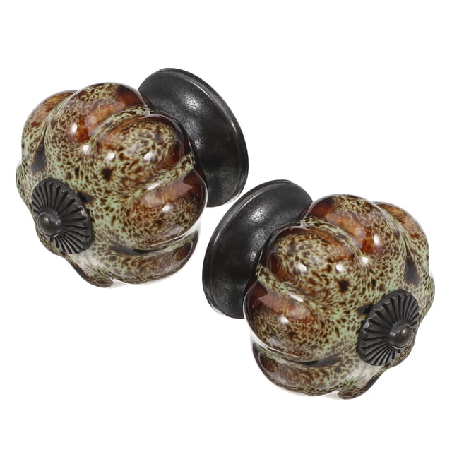 OULII 2Pcs Unique Cabinet Knobs Ceramic Light Brown Furniture Door Vintage Replacement