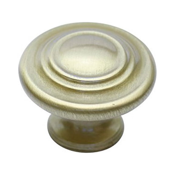 Hamilton Bowes Satin Brass Cabinet Hardware Circles Round Knob 1-1/4" Modern Basic Modern Gold Vibrant Amber