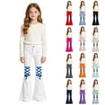 thumbnail image 2 of LRen Girls Wide Leg Flare Pants Straight Leg Preppy Pull on Loose Fit with Pocket Trousers for Tween Girls Age 5-6 Years, 2 of 5