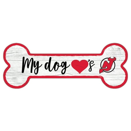 UPC: 0878460429477 | New Jersey Devils 6 x 12 Team Dog Bone Sign