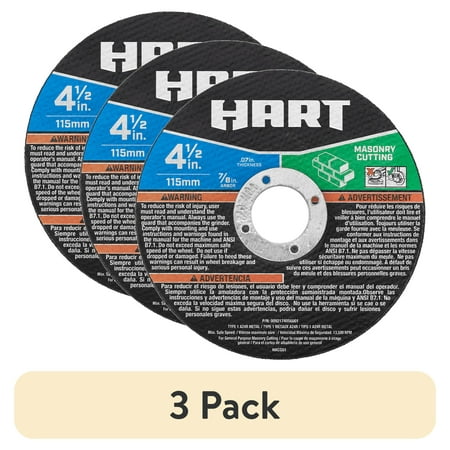 (3 pack) HART 4-1/2-inch Type 1 Masonry Cutting Wheel (7/8" Arbor)