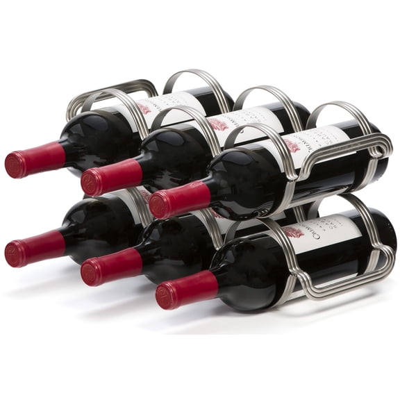 Mango Steam 6 Bottle Counter-top Wine Rack - Storage Organizer for Kitchen Countertops, Pantry, Fridge - (Silver)