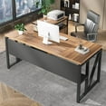 thumbnail image 4 of Tribesigns 63-In Computer Desk with Storage Shelf, Home Office Desk Writing Table for Workstation, Steel Leg, Cabinet not Included (Walnut & Black, 63-inch-with-Shelf), 4 of 5