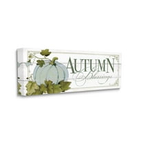 Stupell Industries Autumn Blessings Blue Pumpkin Fall Seasonal Word Design Canvas Wall Art by Stephanie Workman Marrott