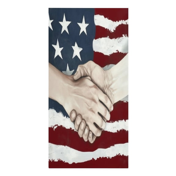 RKSupls Patriotic Hands Shake Flag Microfiber Beach Towel Absorbent Compact Towels for Swimming Pool Beach Travel Things for Vacation Essentials Adult Gift,61.4Ć30.3Inch