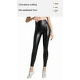thumbnail image 4 of Large size PU leather pants for women, high elasticity solid color bright black high waisted leggings, sexy hip lifting tight leather pants, 4 of 9