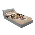 thumbnail image 2 of Ambesonne Animal Fitted Sheet & Pillow Sham Set, Leopard Wild, Twin, Umber Brown Cocoa, 2 of 2
