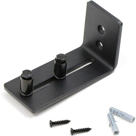 Rawiri - Rodillo guía de suelo ajustable para puerta corrediza de granero, accesorio de hardware para puerta de granero, color negro