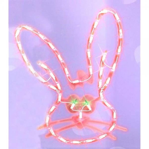 17 Lighted Pink Easter Bunny Head Window Silhouette Decoration by IMPACT