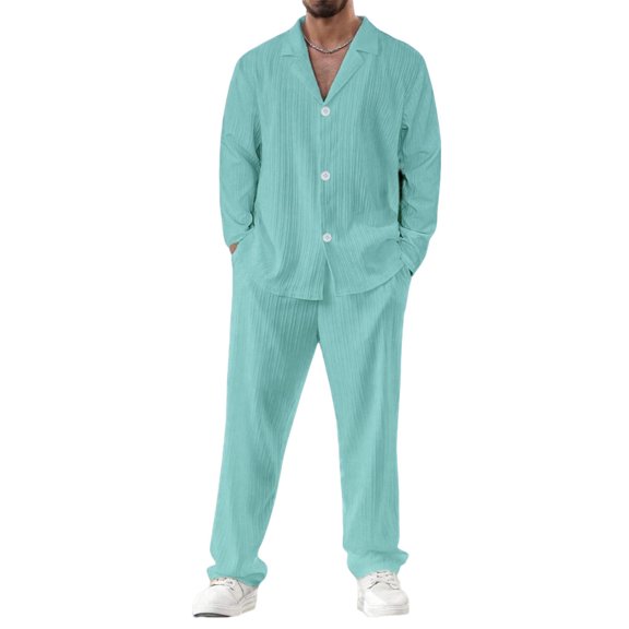 Men's Sets Spring Autumn Leisure Suit Long Sleeve Shirts and Trousers Two Piece Suits Sets Male Daily Clothing