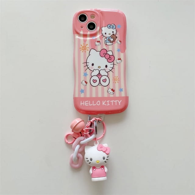 Funda de teléfono para Iphone 11 12 13 14 Pro Max Lovely 3d Cartoon Hello Kitty Kuromi Melody Design Tpu cubierta de teléfono móvil con colgante