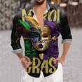 thumbnail image 2 of NLLSHGJ T-Shirts Graphiques pour Hommes Mode Carnaval Imprimé Numérique 3D Manches Longues Chemise à Boutons Col Rabattu Chandails en Molleton pour Hommes T-Shirts pour Hommes Violet Blanc, 2 of 5