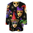 thumbnail image 4 of Tnhcen Plus Size Women's Carnival Print Round Neck 3/4 Sleeve T-Shirt Loose Fit Spring Autumn Casual Comfort Stretch Casual Tops For Women Sizes S - 5XL, 4 of 5