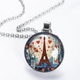 thumbnail image 2 of Eiffel Tower Elegant Circular Glass Pendant Necklace, 2 of 5