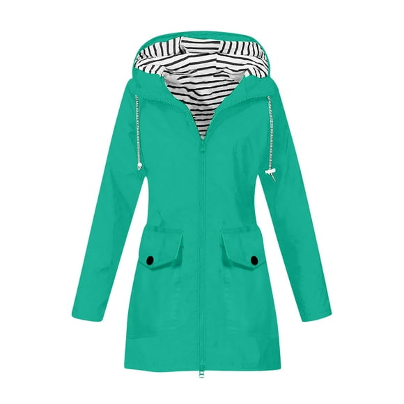 WRKEKC Veste Imperméable Légère pour Femmes avec Capuche Coupe-Vent Manteau d'Extérieur avec Poches Couleur Unie