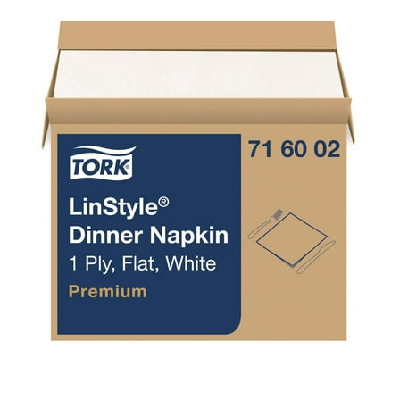 Tork 716002 1-Ply 15 in. x 16 in. LinStyle Dinner Napkin - White (1000/Carton)