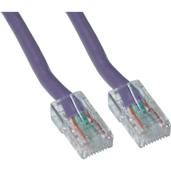 Cat5e Ethernet Cable, 24AWG Network Cable with RJ45 Gold Plated Connector, 4 pair Stranded Bare Copper, Bootless Unshielded Twisted Pair (UTP) Internet Patch Cable, 100 Foot, Purple, CableWholesale