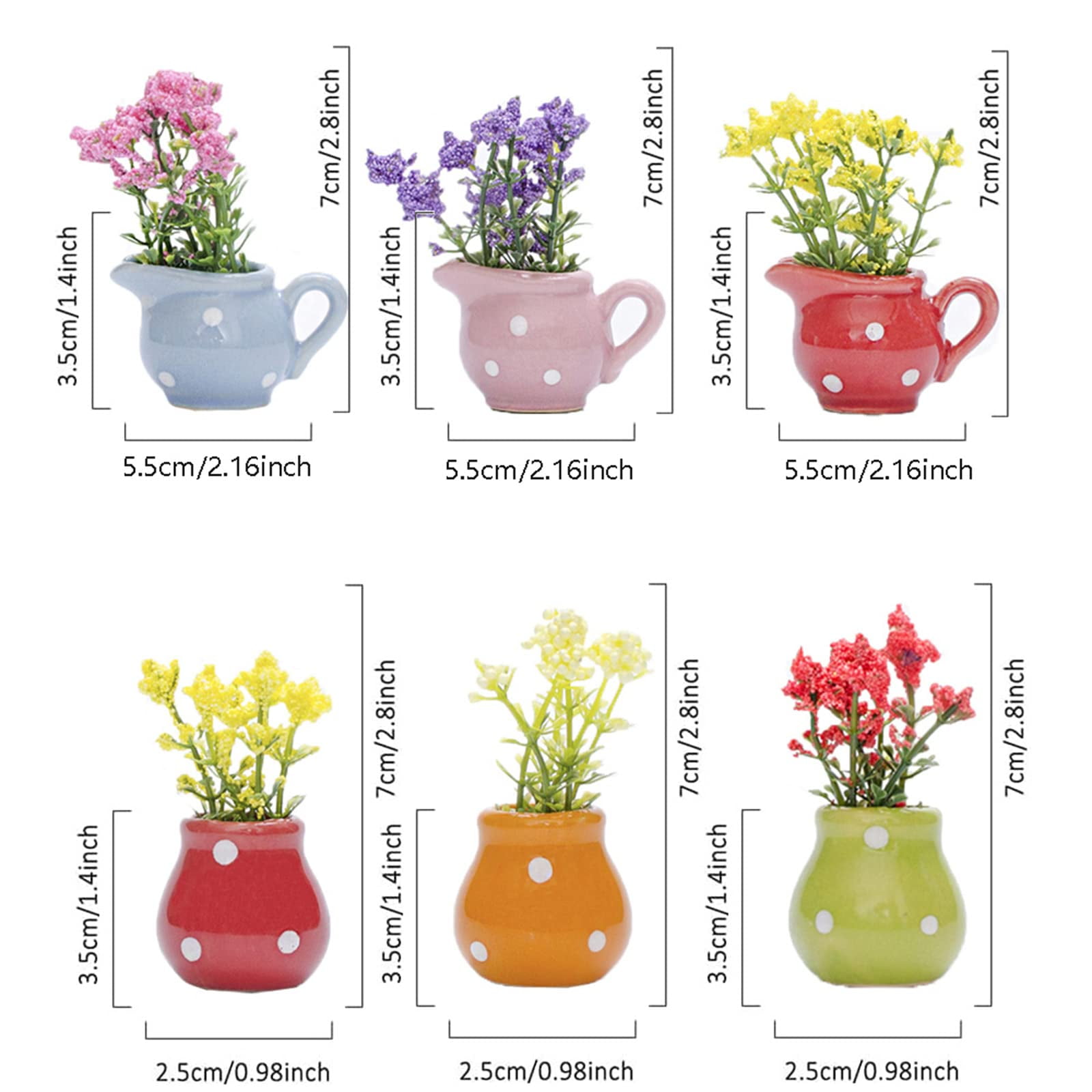 6Pcs Cute Mini Magnetic Vase for Fridge, Decorative Plant Fridge Magnets, Funny 3D Ceramic Refrigerator Magnets, Cute Fridge Decor, Decoration for Home, Kitchen, Office, Locker, Whiteboard