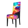 thumbnail image 1 of Dining Chair Back Cover, Water Washing, Disassembly Chair Sleeve Sliding Cover Protective Cover-Fantasy Five -color Six Smoke Pattern Chair Protectors Seat Covers, 1 of 8