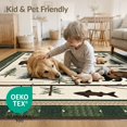 thumbnail image 4 of ODIKA 9'x12' Washable Area Rug Non-Slip, Chair-Friendly Fishing Panel Cabin Vintage Badge Forest Border Wildlife Print for Dining Room, Basement, Large Office, 4 of 7