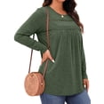 thumbnail image 4 of WellSize Plus Size Women Blouses Lace Long Sleeve Boho Tops Crew Neck Fall Shirts Trendy Tunic Blouses, 4 of 9