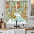 thumbnail image 6 of Teal Green Boho Floral Swag Curtains for Kitchen/Bedroom/Living Room, Vintage Abstract Art Ethnic Flowers Scalloped Curtains 63 Inch Long, Window Swag Topper Curtains Valances 2 Panels Set 36"x63", 6 of 8