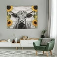 thumbnail image 2 of ONETECH  Sunflower Cow Tapestry Farmhouse Bull Floral Wall Art Western Rustic Farm Country Highland Cattle Funny Animal Wildlife Cute Milk Wall Hanging Bedroom Living Room Dorm Decor., 2 of 7