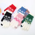 thumbnail image 5 of Clearance! Lisingtool Women Can Enable Screen Gloves Warm Stretch Knitted Gloves Mittens Winter Keep Warm Knitting Christmas Snowflakes Printing Golves Students Outdoor Riding Hiking Mittens, 5 of 5