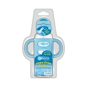 Dr. Brown's Milestones Narrow Sippy Straw Bottle, 100% Silicone Handles, 8oz/250ml, Blue, 1 Pack