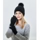 thumbnail image 1 of Taian Gorro de invierno para mujer Gorro con pompón de felpa sintética con forro de algodón Gorro de calavera de punto grueso y cálido para mujer, guantes de lana con pantalla táctil cálida para exteriores Sombrero de dos piezas ZefeiWu 8390605294969, 1 of 1