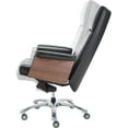 thumbnail image 4 of Fohfurniture Genuine Leather Executive Office Chair, High Back Ergonomic Desk Chair with Headrest, 360° Swivel, Height Adjustable, Wood Back Shell & Roller Casters for Home Office, Conference Room, 4 of 8