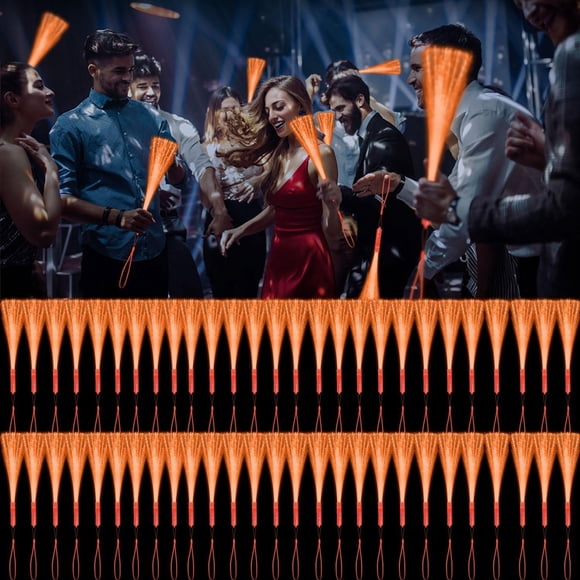 Varitas de fibra óptica YOFOBU con iluminación LED, color naranja brillante, 90 unidades