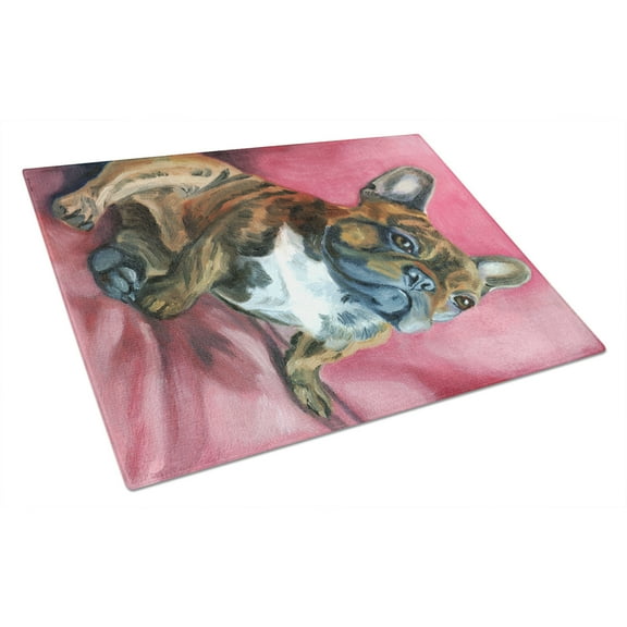 Caroline's Treasures French Bulldog Snuggle Glass Cutting Board Large