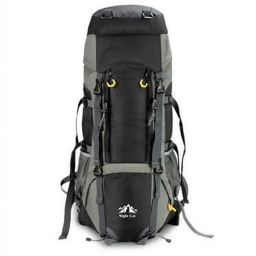 Outdoor Hiking Backpack Camping Rucksack with Rain Cover Shoulder Travel Bag Black 90L