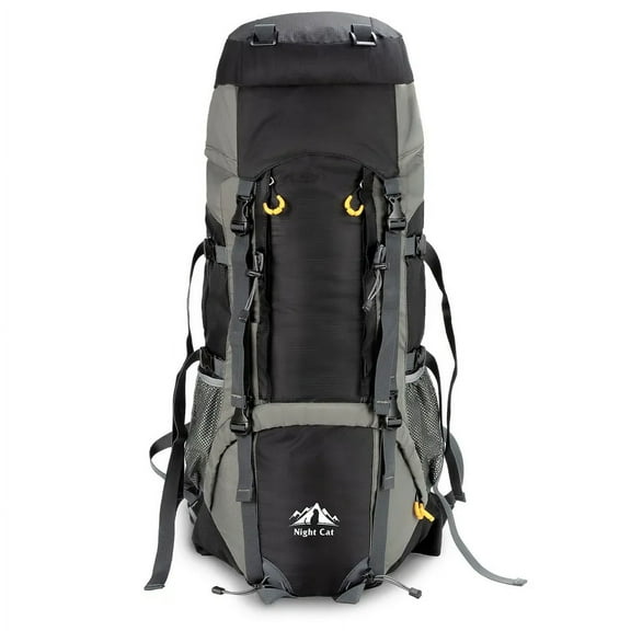 Outdoor Hiking Backpack Camping Rucksack with Rain Cover Shoulder Travel Bag Black 90L