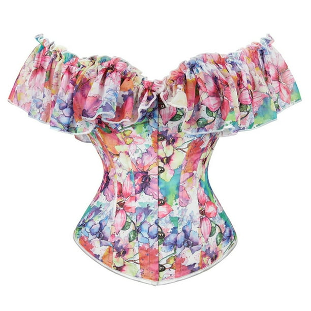 Corsé de mujer estampado con volantes vendaje corte estilo cintura pecho soporte fajas Fridja nalpqowj31362
