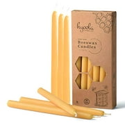 Hyoola, 9 Inch x 5/8 Handmade All Natural Beeswax Taper Candles - Yellow Unscented (12 Pack)