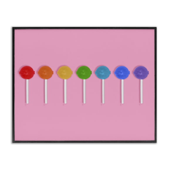 Stupell Industries Contemporary Row of Rainbow Lollipops Black Framed Giclee Art, 14 x 11, by LISH Creative