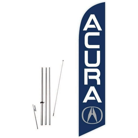 Cobb Promo Acura (Blue) Feather Flag with Complete 15ft Pole kit and Ground Spike