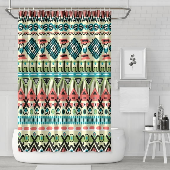 Boho Floral Shower Curtain 72x72 Inches - Tropical Leaves, Vintage Botanical Print, Waterproof Fabric for Chic Bathroom Decor, Modern Farmhouse & Bohemian Style