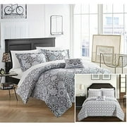 4 Piece Linden 100% Cotton 200 Thread Count Bohemian Inspired Printed REVERSIBLE Duvet Cover Set with Shams and