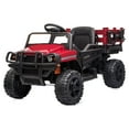 thumbnail image 1 of Aosom 12V Kids Ride-on Car Electric Truck Pickup Toy with Parent Remote Control and Trailer, MP3/USB Input for Music, Red, 1 of 10