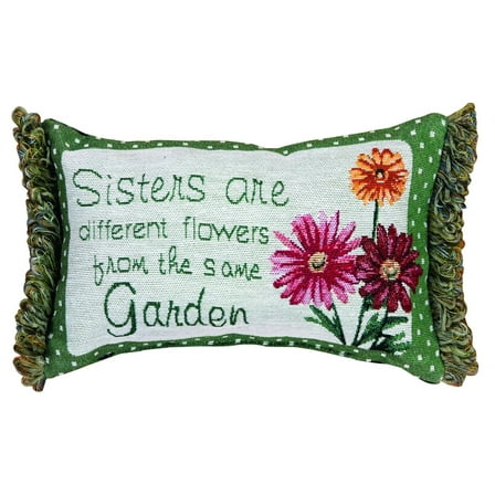 Manual Sisters are Different Flowers Pillow, 11 X 8-Inch