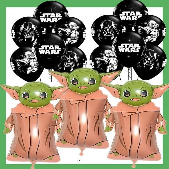 Baby Yoda Birthday Decoration - 15-Piece Set (Mylar & Latex Balloons)